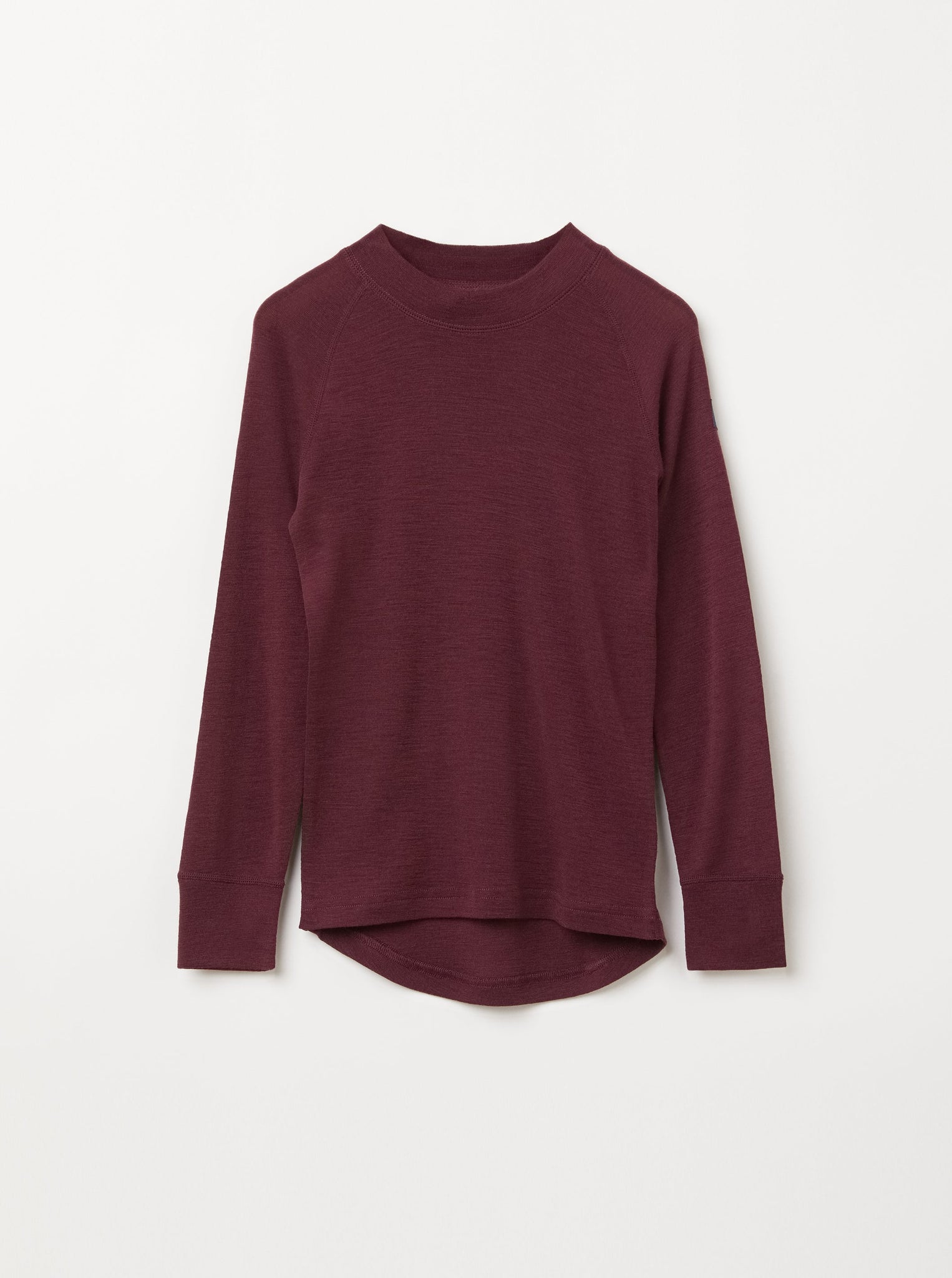 Merino Wool Burgundy Thermal Kids Top from the Polarn O. Pyret kidswear collection. Sustainably produced kids outerwear.