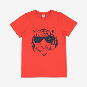 Kids Lion T-Shirt from Polarn O. Pyret Kidswear. Made from 100% GOTS Organic Cotton.