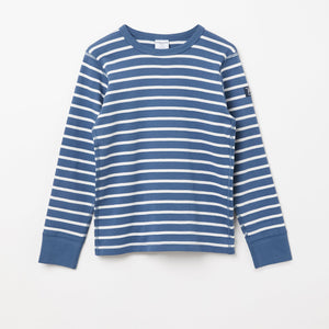 Organic Cotton Striped Blue Kids Top from the Polarn O. Pyret Kidswear collection. Ethically produced kids clothing.