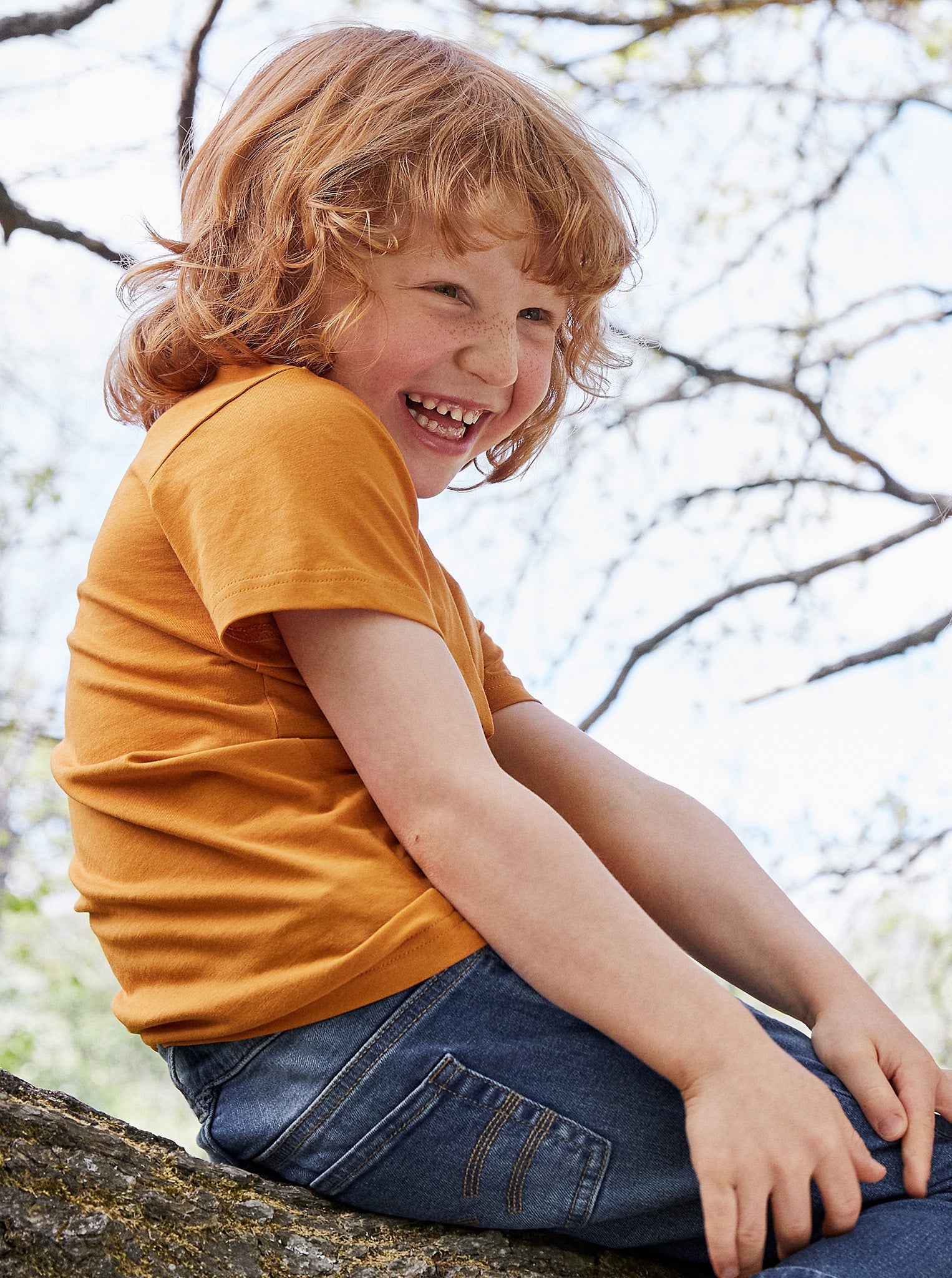 Organic Cotton Kids Orange T-Shirt from the Polarn O. Pyret Kidswear collection. Ethically produced kids clothing.