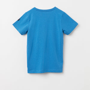 Cotton Car Print Blue Kids T-Shirt from the Polarn O. Pyret Kidswear collection. Nordic kids clothes made from sustainable sources.
