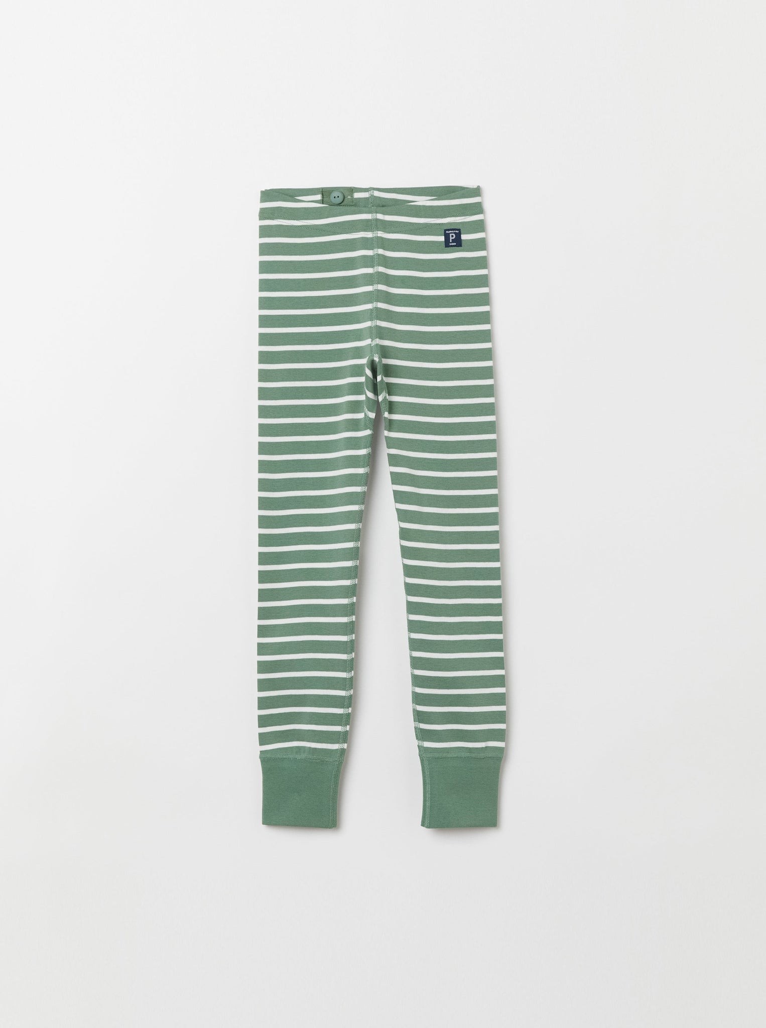 Organic Cotton Green Kids Leggings from the Polarn O. Pyret Kidswear collection. Clothes made using sustainably sourced materials.