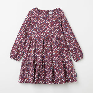 Burgundy Floral Print Kids Dress from the Polarn O. Pyret Kidswear collection. The best ethical kids clothes