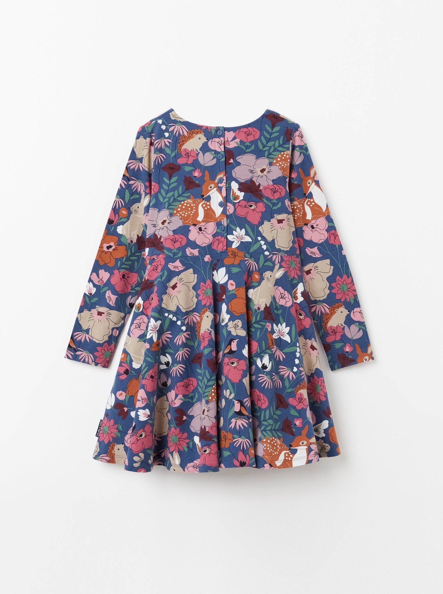 Organic Cotton Blue Floral Kids Dress from the Polarn O. Pyret Kidswear collection. The best ethical kids clothes