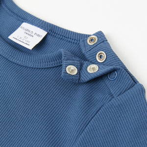 Blue Ribbed Kids Top from the Polarn O. Pyret Kidswear collection. Ethically produced kids clothing.