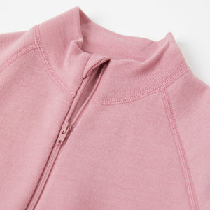 Merino Wool Pink Kids All-In-One from the Polarn O. Pyret kidswear collection. Quality kids clothing made to last.