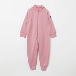 Merino Wool Pink Kids All-In-One from the Polarn O. Pyret kidswear collection. Quality kids clothing made to last.