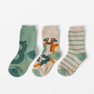 Green Cotton Kids Socks Multipack from the Polarn O. Pyret Kidswear collection. Nordic kids clothes made from sustainable sources.