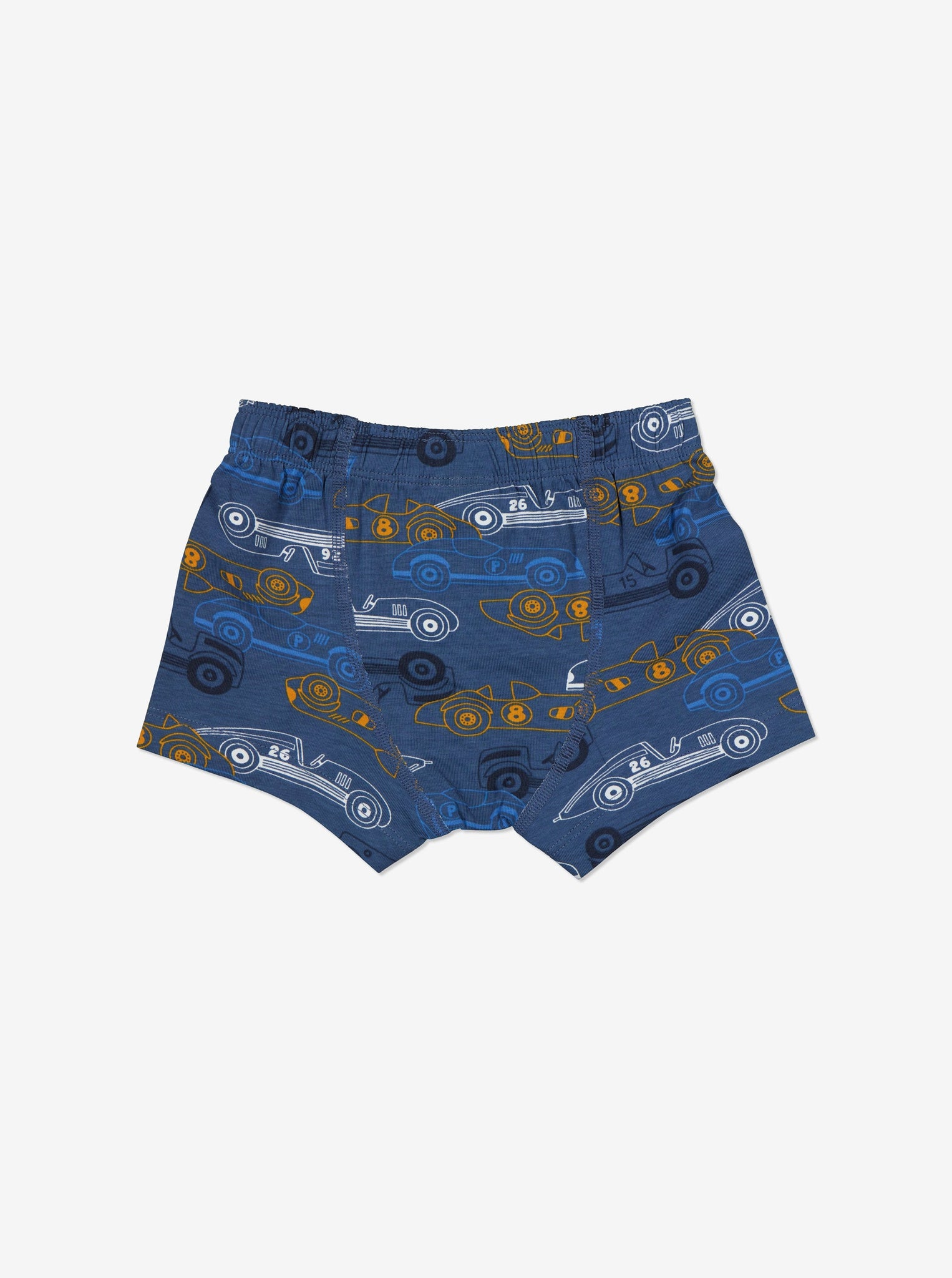 Car Print Blue Boys Boxer Shorts from the Polarn O. Pyret Kidswear collection. Clothes made using sustainably sourced materials.