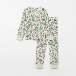 Big Cat Print Beige Kids Pyjamas from the Polarn O. Pyret Kidswear collection. The best ethical kids clothes