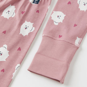 Cat Print Pink Girls Pyjamas from the Polarn O. Pyret Kidswear collection. Clothes made using sustainably sourced materials.