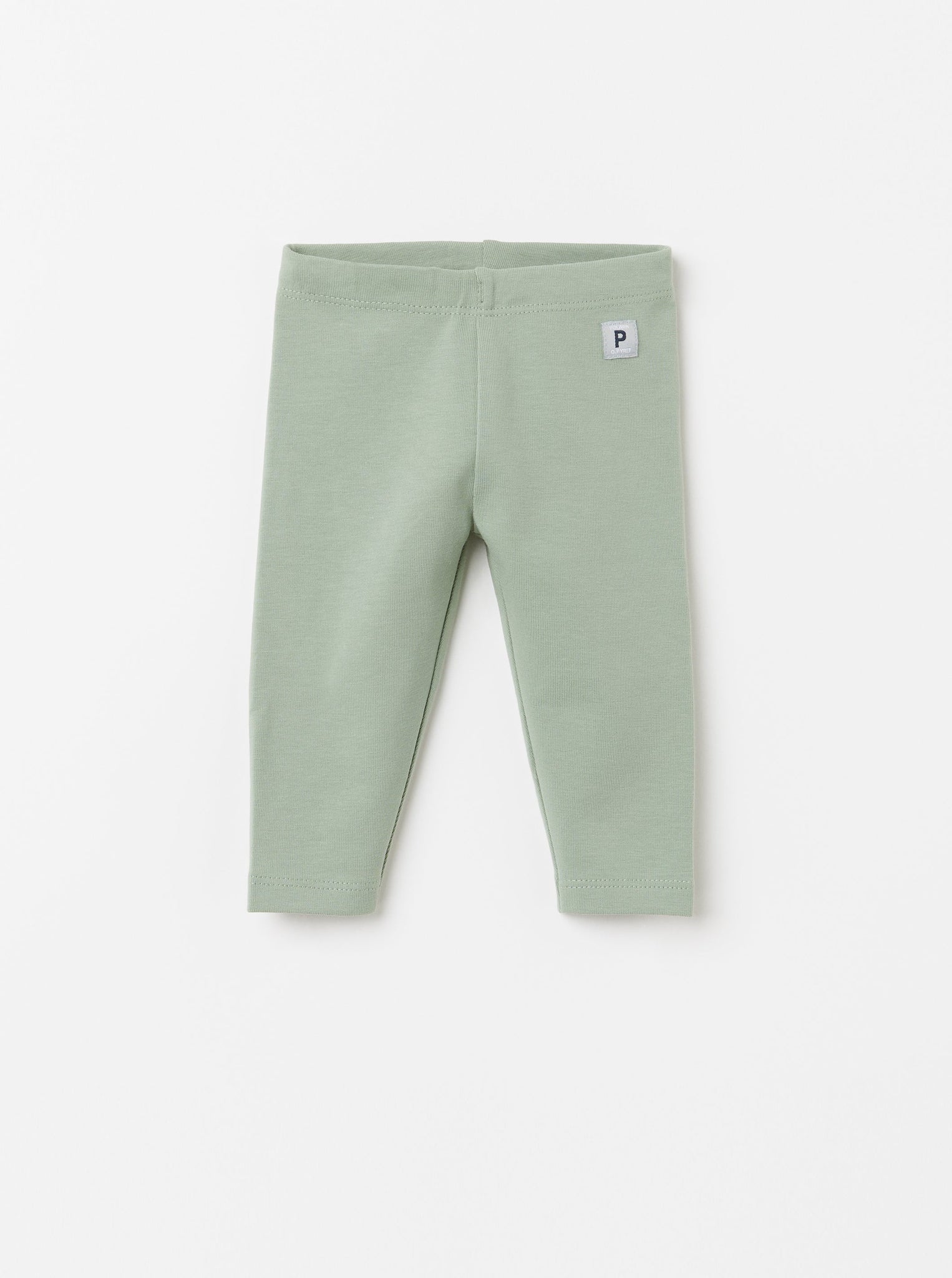 Organic Cotton Green Baby Leggings from the Polarn O. Pyret Kidswear collection. Clothes made using sustainably sourced materials.