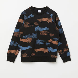 Organic Cotton Kids Car Sweatshirt from the Polarn O. Pyret Kidswear collection. Nordic kids clothes made from sustainable sources.