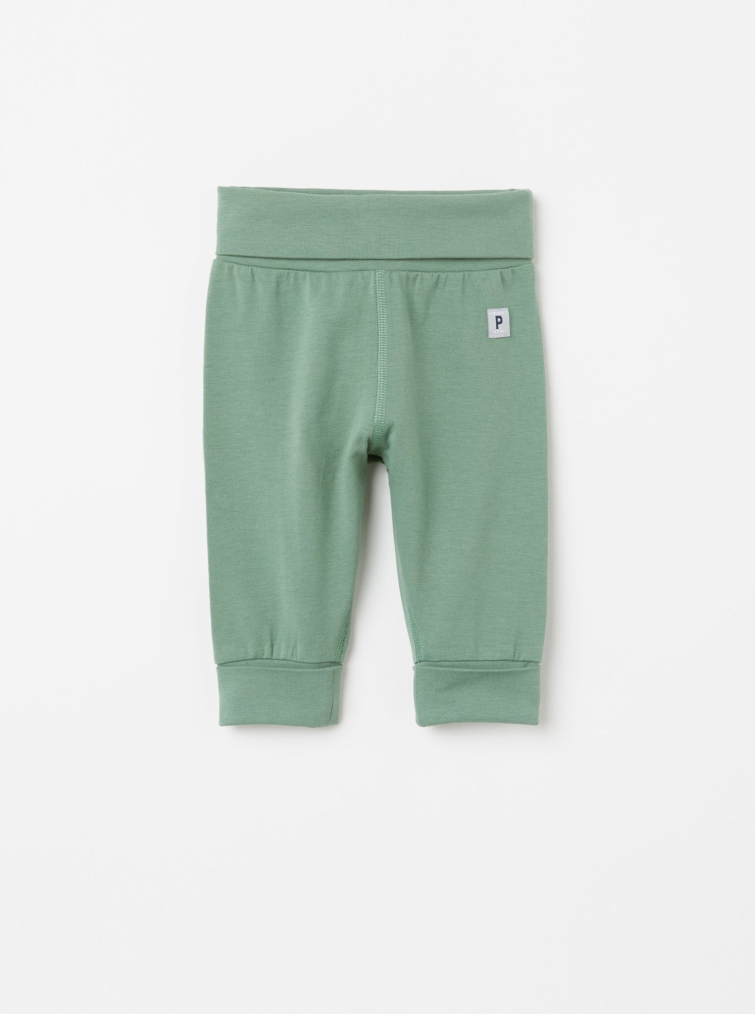 Organic Cotton Green Baby Leggings from the Polarn O. Pyret Kidswear collection. Nordic kids clothes made from sustainable sources.