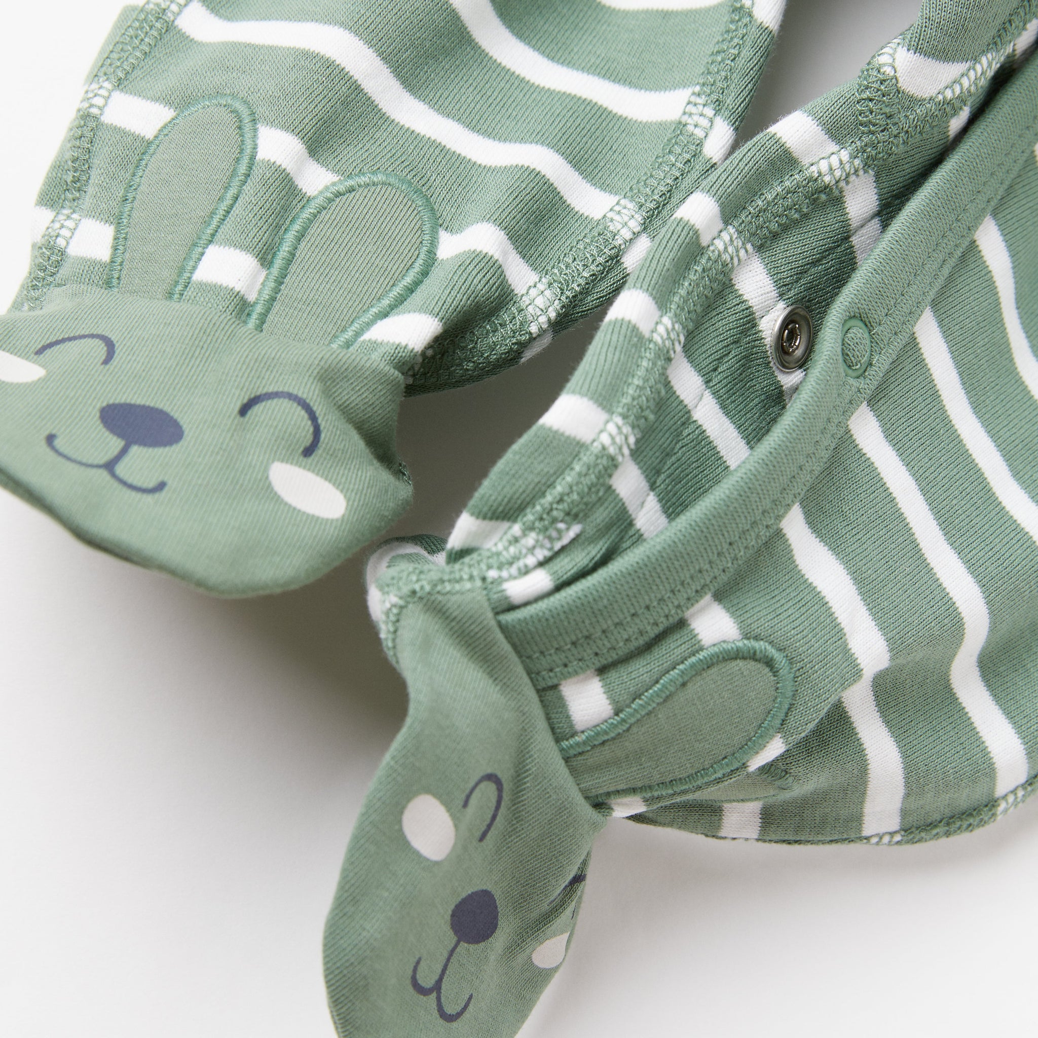 Rabbit Print Green Baby Romper from the Polarn O. Pyret Kidswear collection. The best ethical kids clothes