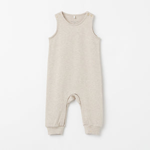 Organic Cotton Beige Baby Romper from the Polarn O. Pyret Kidswear collection. Ethically produced kids clothing.