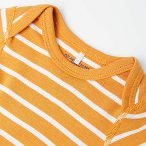 Organic Cotton Yellow Baby Bodysuit from the Polarn O. Pyret Kidswear collection. Ethically produced kids clothing.
