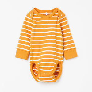 Organic Cotton Yellow Baby Bodysuit from the Polarn O. Pyret Kidswear collection. Ethically produced kids clothing.