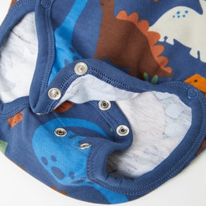 Dinosaur Wraparound Blue Babygrow from the Polarn O. Pyret Kidswear collection. The best ethical kids clothes