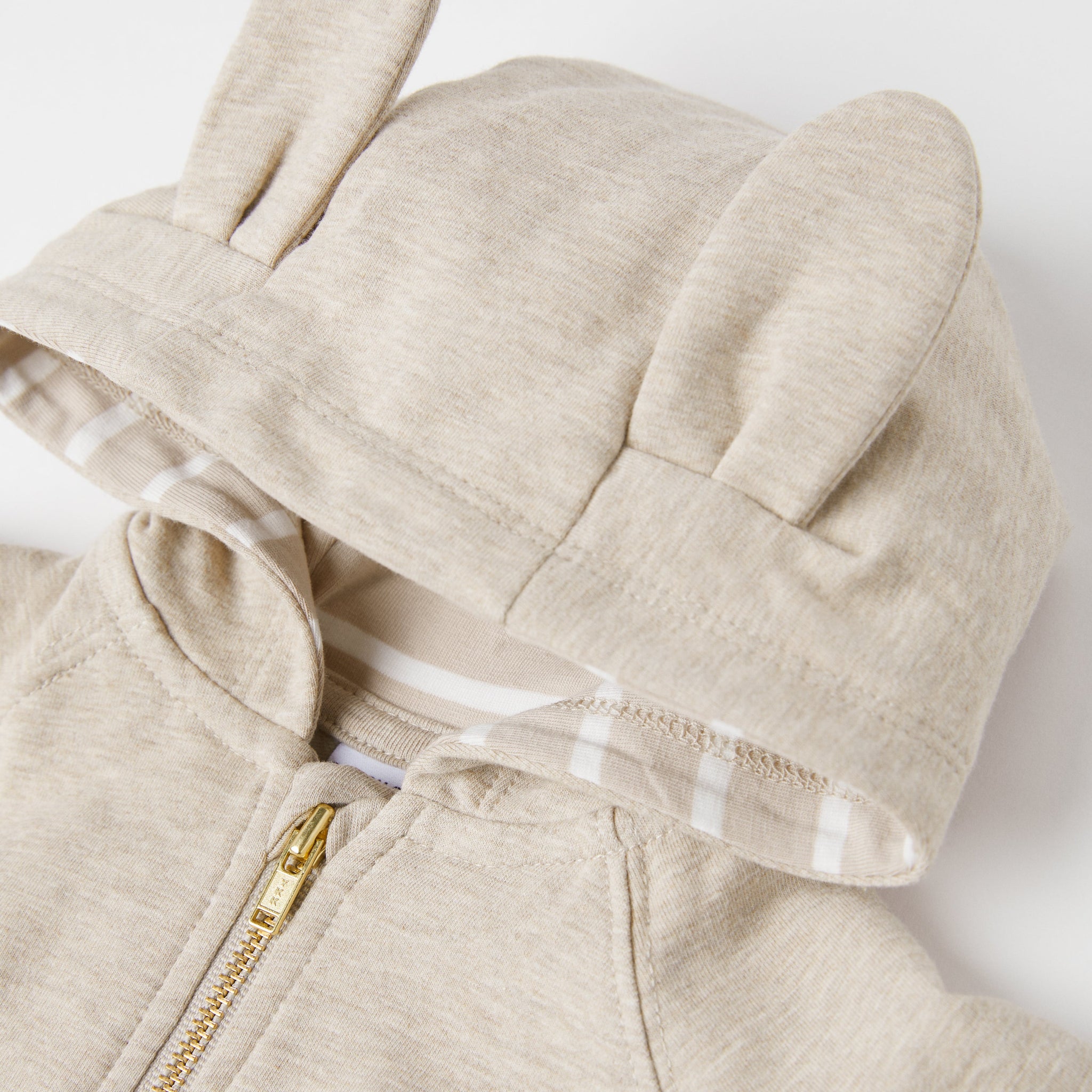 Organic Cotton Beige Baby Hoodie from the Polarn O. Pyret Kidswear collection. Nordic kids clothes made from sustainable sources.