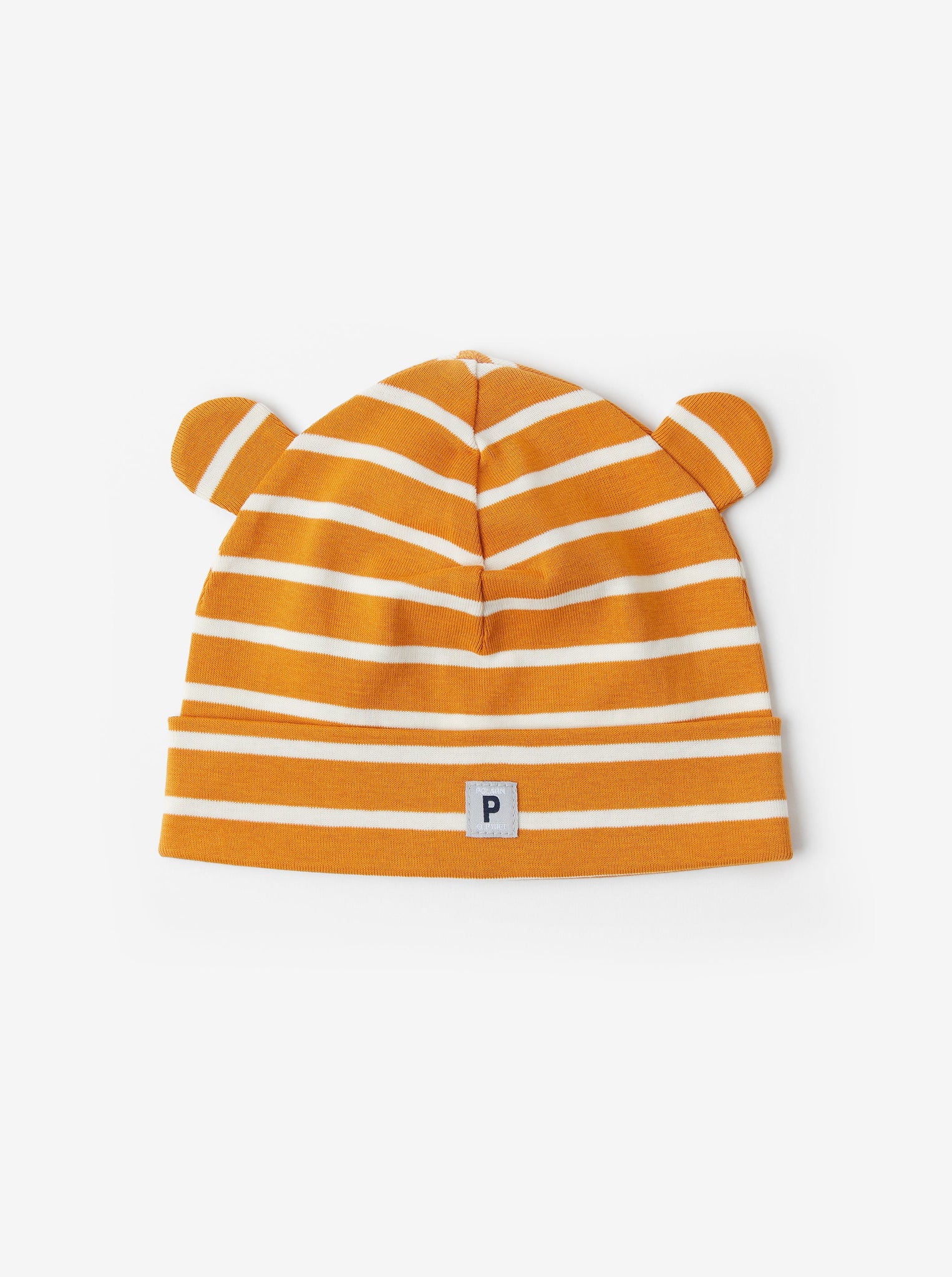 Organic Cotton Yellow Baby Beanie Hat from the Polarn O. Pyret Kidswear collection. Clothes made using sustainably sourced materials.