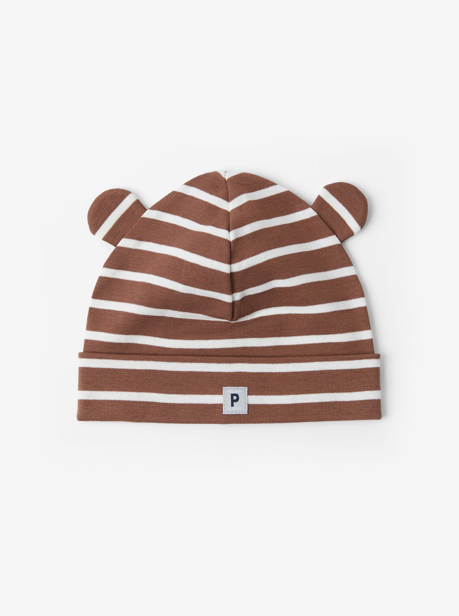 Organic Cotton Brown Baby Beanie Hat from the Polarn O. Pyret Kidswear collection. Nordic kids clothes made from sustainable sources.