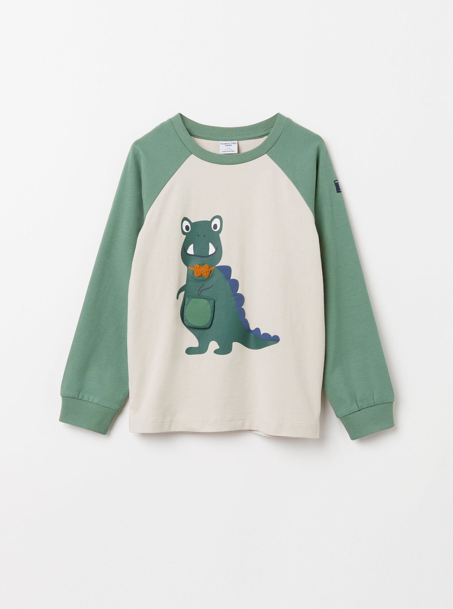 Organic Cotton Dinosaur Kids Top from the Polarn O. Pyret Kidswear collection. Ethically produced kids clothing.