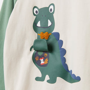 Organic Cotton Dinosaur Kids Top from the Polarn O. Pyret Kidswear collection. Ethically produced kids clothing.