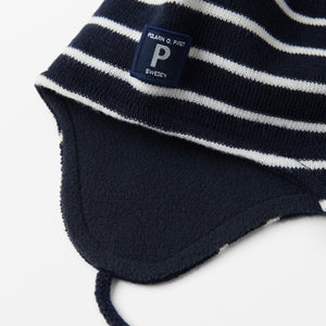 Merino Wool Navy Kids Bobble Hat from the Polarn O. Pyret kidswear collection. Made using ethically sourced materials.