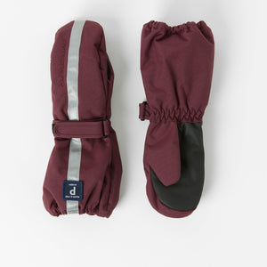 Burgundy Kids Waterproof Mittens from the Polarn O. Pyret kidswear collection. Made from sustainable sources.