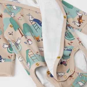 Organic Cotton Wraparound Beige Babygrow from the Polarn O. Pyret Kidswear collection. The best ethical kids clothes
