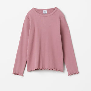 Ruffled Organic Cotton Pink Kids Top from the Polarn O. Pyret kidswear collection. Ethically produced kids clothing.