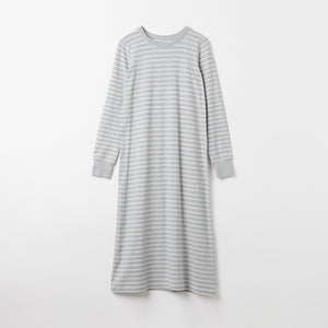 Striped Grey Adult Nightdress from the Polarn O. Pyret adult collection. Adult nightwear from sustainably sourced materials