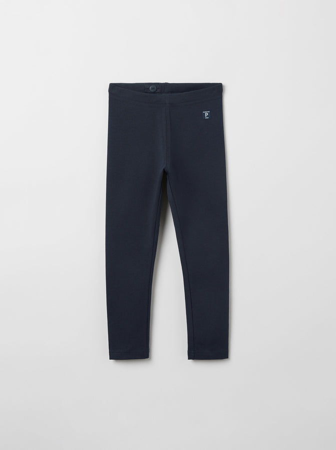 Organic Cotton Navy Kids Leggings from the Polarn O. Pyret kidswear collection. Ethically produced kids clothing.