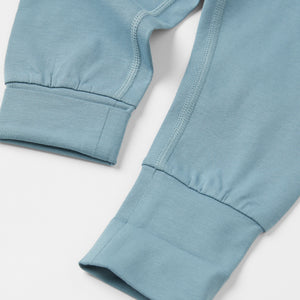 Organic Cotton Blue Baby Leggings from the Polarn O. Pyret babywear collection. Clothes made using sustainably sourced materials.