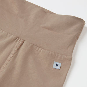 Brown Organic Cotton Baby Leggings from the Polarn O. Pyret babywear collection. Ethically produced kids clothing.