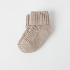 Organic Cotton Beige Baby Socks from the Polarn O. Pyret babywear collection. The best ethical kids clothes