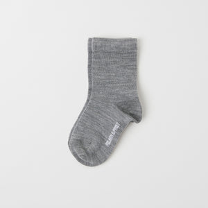 Merino Wool Grey Kids Socks from the Polarn O. Pyret kidswear collection. Nordic kids clothes made from sustainable sources.