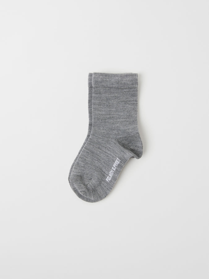 Merino Wool Grey Kids Socks from the Polarn O. Pyret kidswear collection. Nordic kids clothes made from sustainable sources.