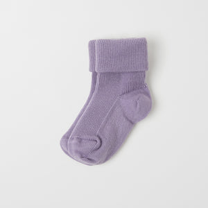 Purple Merino Wool Baby Socks from the Polarn O. Pyret baby collection. Ethically produced baby clothing.