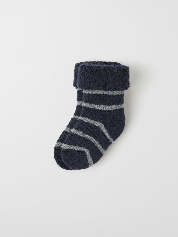 Terry Merino Navy Baby Socks from the Polarn O. Pyret baby collection. The best ethical baby clothes