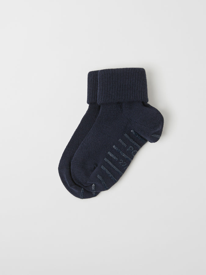 Merino Wool Navy Antislip Kids Socks from the Polarn O. Pyret kidswear collection. Ethically produced kids clothing.