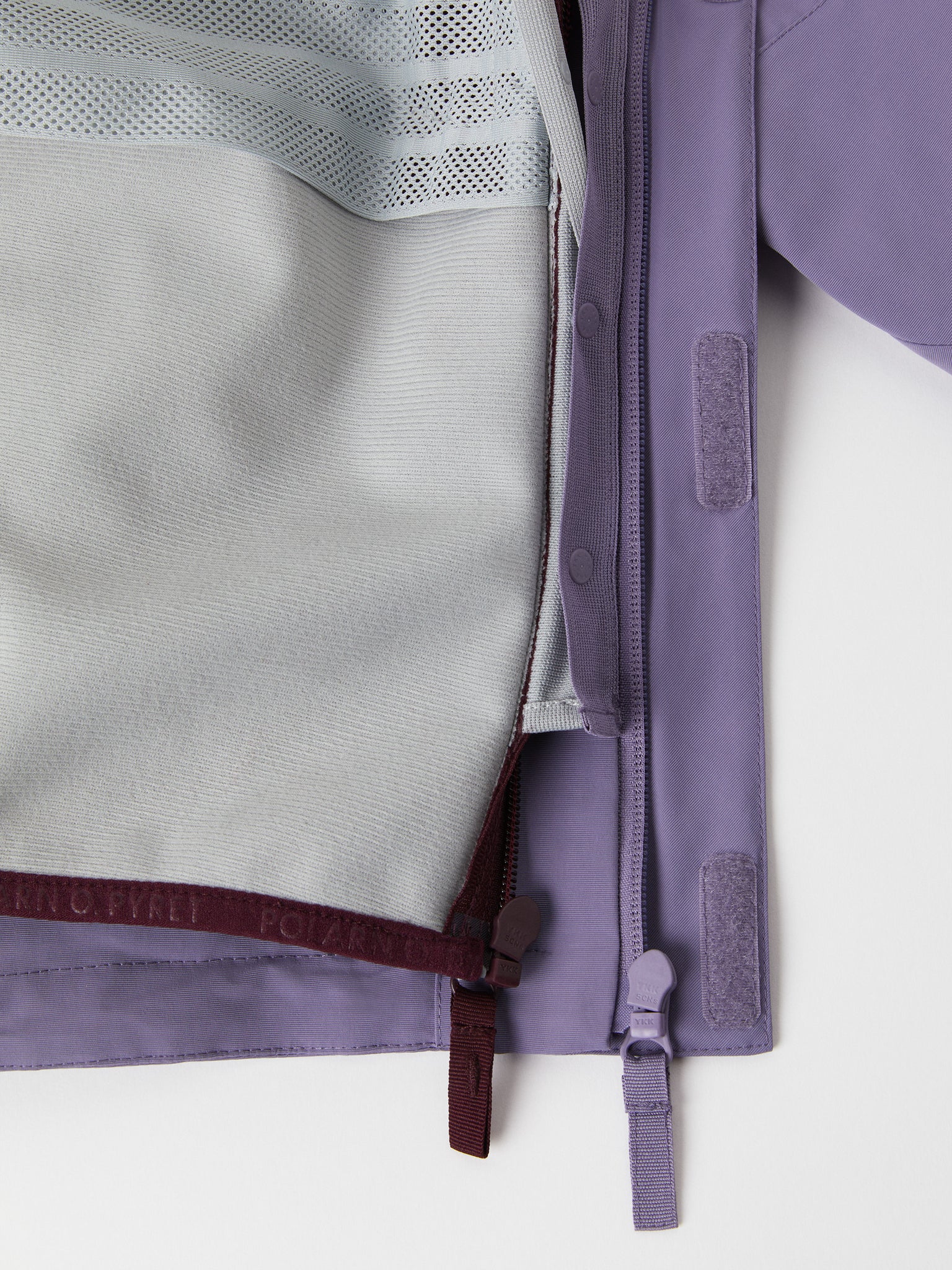 Kids Purple Waterproof Shell Jacket from the Polarn O. Pyret outerwear collection. Kids outerwear made from sustainably source materials