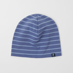 Fleece Lined Blue Kids Winter Hat from the Polarn O. Pyret outerwear collection. The best ethical kids outerwear.