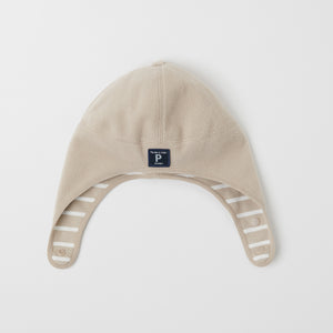 Beige Windproof Fleece Baby Hat from the Polarn O. Pyret outerwear collection. Kids outerwear made from sustainably source materials