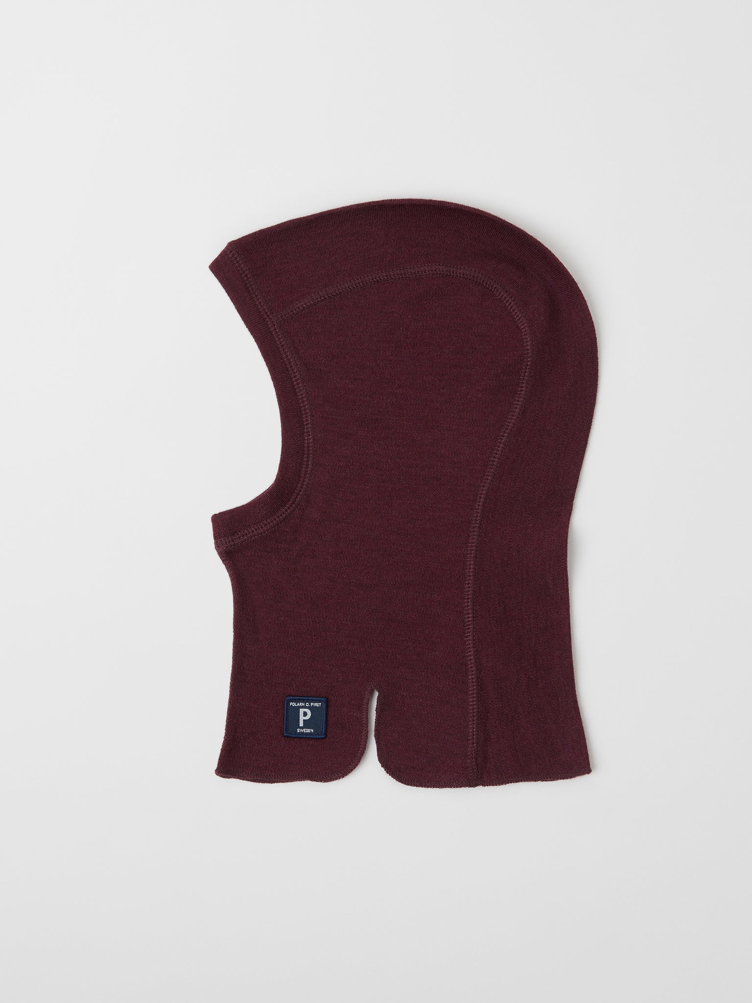 Merino Wool Burgundy Kids Balaclava from the Polarn O. Pyret outerwear collection. Kids outerwear made from sustainably source materials