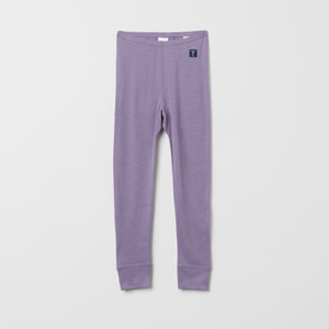 Purple Merino Kids Thermal Leggings from the Polarn O. Pyret outerwear collection. Quality kids clothing made to last.