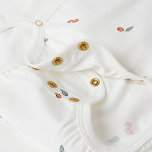 Organic Cotton White Wraparound Babygrow from the Polarn O. Pyret baby collection. Clothes made using sustainably sourced materials.
