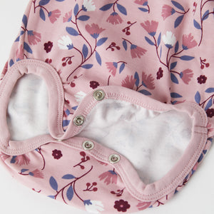 Organic Cotton Floral Babygrow from the Polarn O. Pyret baby collection. Nordic baby clothes made from sustainable sources.