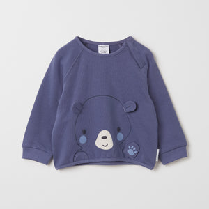 Bear Applique Blue Baby Sweatshirt from the Polarn O. Pyret baby collection. The best ethical baby clothes